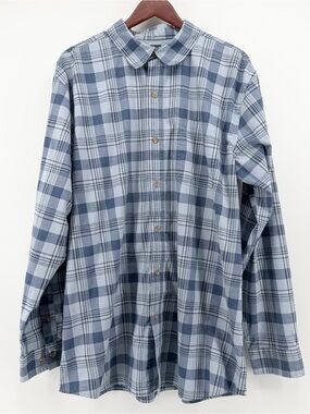 Ridgecut‎ Toughwear Mens XLT Shirt Blue Grey Plaid Stretch Workwear Long Sleeve